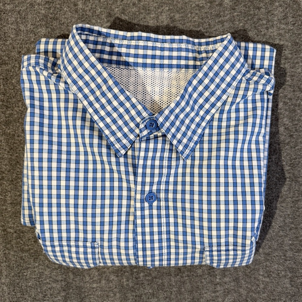 World Wide Sportsman Ultimate Angler Blue Gingham Plaid Long-Sleeve Shirt 3XL